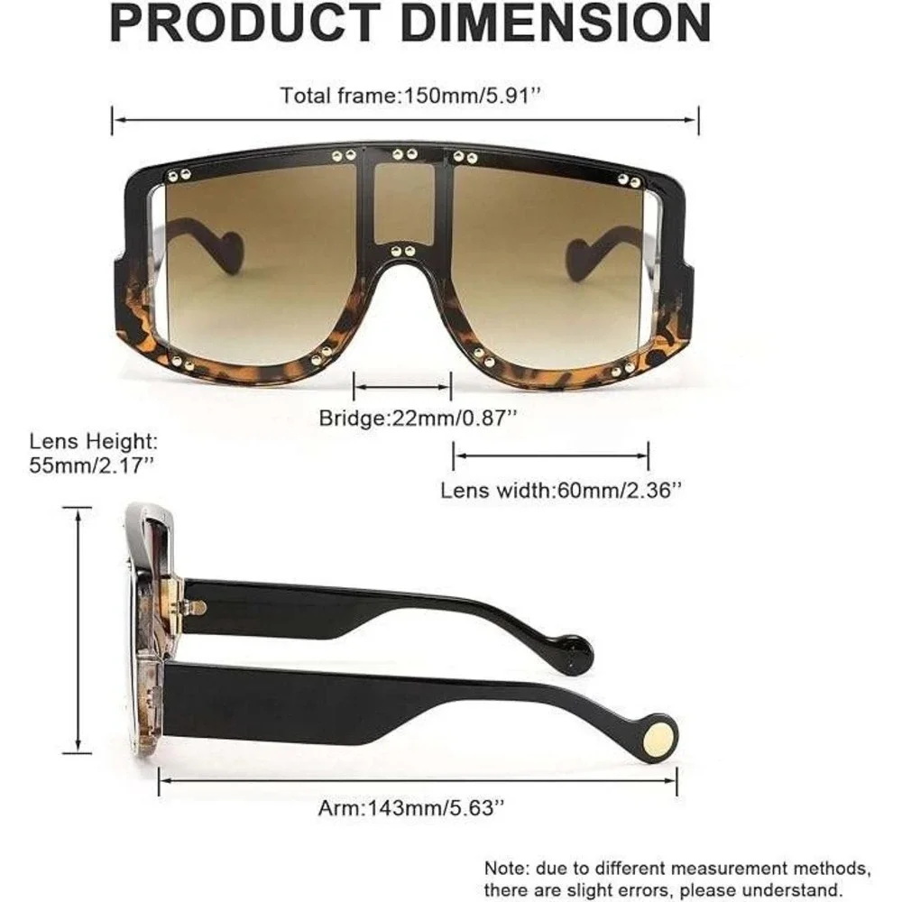 Oversized Sunglasses Tortoise Brown Frame And Lens Street Wear UV400 Women Style - Picture 9 of 10